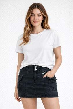 Urban Outfitters Black Denim Cargo Mini Skirt with D-Ring Detail
